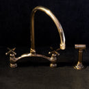 Stylish Engraved V-Style Brass Bridge Faucet for a Touch of Elegance