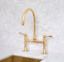 Unlacquered Brass Gooseneck Deck Mounted Kitchen Faucet