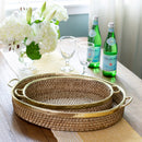 Lovecup Amelia Woven Bamboo and Brass Oval Trays, Set of 2 L059
