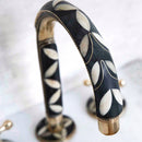 Wood & Brass Deck Mounted Brass Bathroom Faucet