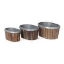 Lovecup Galvanized Wooden Oval Cooler or Planter Tubs, Set of 3 L098