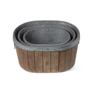 Lovecup Galvanized Wooden Oval Cooler or Planter Tubs, Set of 3 L098
