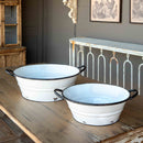 Lovecup Enamel Painted Farmhouse Farm Tubs, Set of 2