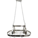 Rustic 2-Light 10 Hook Ceiling Mounted Hanging Pot Rack in Brushed Nickle