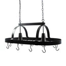 Rustic 2 Light 10 Hook Ceiling Mounted Hanging Pot Rack in Bronze