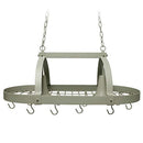 Rustic 2 Light 10 Hook Ceiling Mounted Hanging Pot Rack in Slate Gray