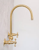 Unlacquered Solid Brass wall faucet , kitchen wall mounting Brass Faucet , Ball Center Faucet