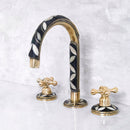 Wood & Brass Deck Mounted Brass Bathroom Faucet