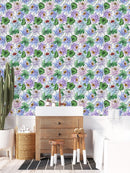 Large Leaves with Flowers Wallpaper