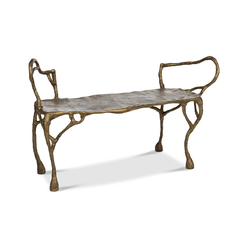 Lovecup Cast Aluminum Organic Root Bench in Antique Gold Finish L548