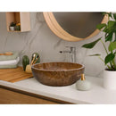 Noce Brown Travertine Undermount Circular Vessel Sink 16x6 Inch Polished and Filled