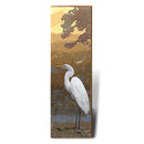 Egret at Dusk Wooden Sign | Wall Art Print on Real Wood
