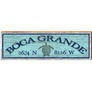 Boca Grande Sea Turtle Blue Latitude Longitude | Wall Art Print on Real Wood
