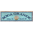 Boca Grande Sea Shell Blue Latitude Longitude | Wall Art Print on Real Wood