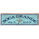 Boca Grande Starfish Blue Latitude Longitude | Wall Art Print on Real Wood