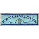 Port Charlotte Sea Turtle Blue Latitude Longitude | Wall Art Print on Real Wood