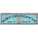 Port Charlotte Sea Shell Blue Latitude Longitude | Wall Art Print on Real Wood