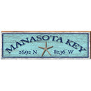 Manasota Key Starfish Blue Latitude Longitude | Wall Art Print on Real Wood