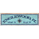 Englewood, Fl Colorful Compass Blue Latitude Longitude