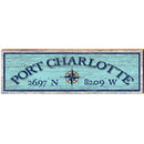 Port Charlotte Colorful Compass Blue Latitude Longitude | Wall Art Print on Real Wood