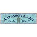 Manasota Key Sea Turtle Blue Latitude Longitude | Wall Art Print on Real Wood