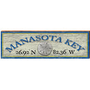 Manasota Key Sand Dollar White/Yellow Latitude Longitude | Wall Art Print on Real Wood