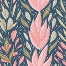 Pink Large Leaves Wallpaper