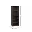 71-inch Tall 5-Shelf Bookcase in Dark Brown Espresso Wood Finish