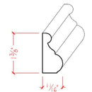 EWBC13 Traditional 1-3/8" Tall x 11/16" Base Cap Moulding. Unfinished