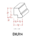 EWLR14 Kitchen Cabinet Light Rail 1-3/8" x 1-3/8" Trim. Unfinished