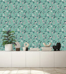 Contemporary Light Green Floral Wallpaper Vogue