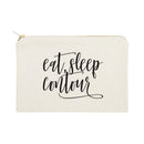 Eat, Sleep, Contour Cotton Canvas Cosmetic Bag