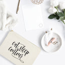 Eat, Sleep, Contour Cotton Canvas Cosmetic Bag