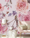 Elegant Pink Floral Wallpaper Contemporary