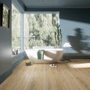 SPC Vinyl Rigid Core 7" Width 60" RL, 6mm Thick, 1.5mm IXPE Edelweiss Flamboyant Floors - Mazzia Collection Product shoot washroom view