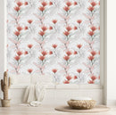 Light Wallpaper with Flowers and Leaves