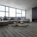 SPC Vinyl Rigid Core 9" Width 60" RL, 7mm Thick, 1.5mm IXPE Elder Stone, Omnia Floors - Mazzia Collection living room view