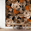 Modish Orange Floral Wallpaper Vogue