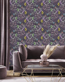 Dark Lilac Floral Wallpaper