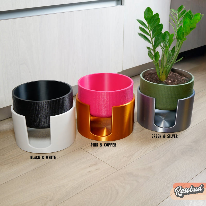 Modern Elevated Planter and Plant Stand Set