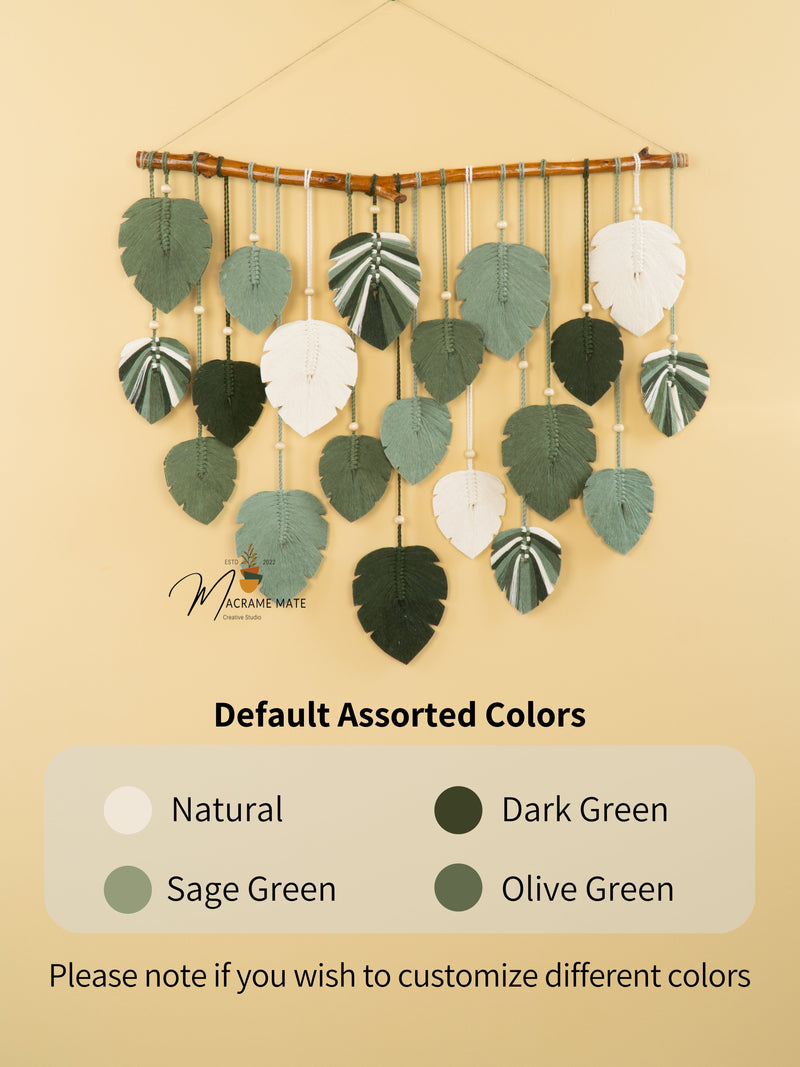macrame monstera leaf Elodie Monstera Mixed Macrame Leaves Wall Hanging