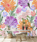 Fashionable Summer Flowers Contemporary Wallpaper