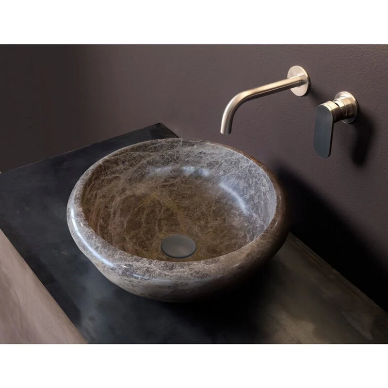 Emperador Brown Natural Stone Marble Drop-in or Above Vanity Bathroom Vessel Sink Polished (D)16" (H)6" bathroom view