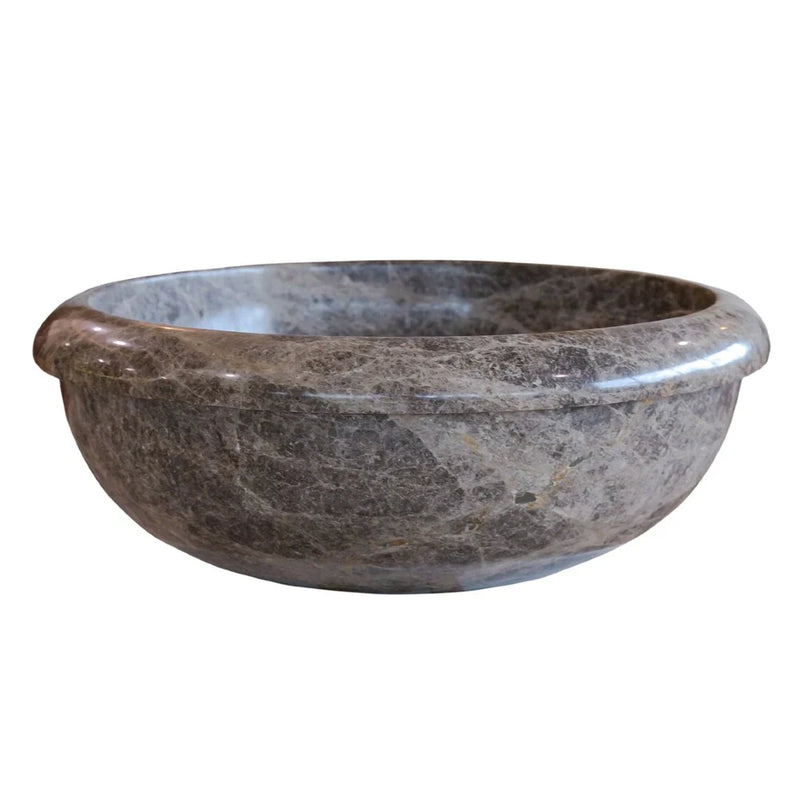 Emperador Brown Natural Stone Marble Drop-in or Above Vanity Bathroom Vessel Sink Polished (D)16" (H)6" side view