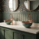 Engraved Oxidized Copper Bathroom Sink with Copper Faucet