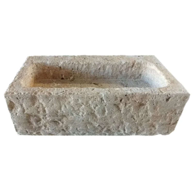 Ephesus Light Travertine Rustic Old-world Look Wall-mount Outdoor Sink (W)18" (L)28" (H)8" angle view