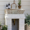 Ephesus Light Travertine Rustic Old-world Look Wall-mount Outdoor Sink(W)18" (L)28" (H)8" installed outdoor