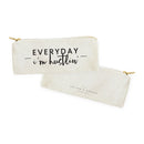 Everyday I'm Hustlin' Cotton Canvas Pencil Case and Travel Pouch