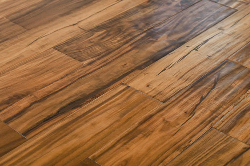 Solid Hardwood 4.75" Wide, 48" RL, 3/4" Thick Smooth & Handscraped Exotic Walnut Golden Floors - Mazzia Collection Product shot tile view 3