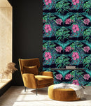 Stylish Peacocks on Dark Background Wallpaper